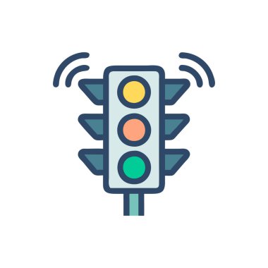 Trafik Işığı Dolu Mavi Vektör Simgesi Tasarımı