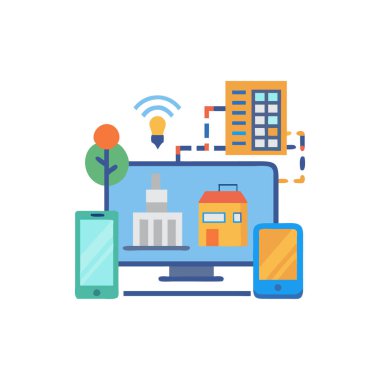 akıllı ev ve internet teknolojisi. düz vektör illüstrasyonu.