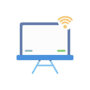 Beyaz arkaplanda wifi sembolü olan dizüstü bilgisayar