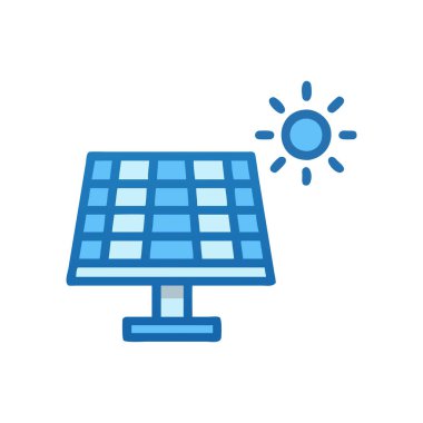 Güneş enerjisi simgesi ana hatlarıyla doldurulmuş. enerji paneli