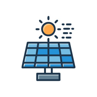 Güneş enerjisi simgesi, vektör illüstrasyonlu güneş paneli