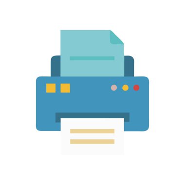 Yazıcı düz simgesi beyaz arka plan, vektör, illüstrasyon izole