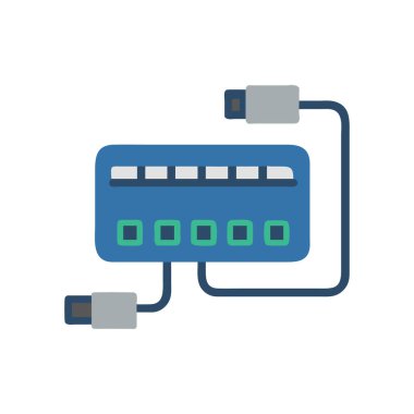 Beyaz arkaplandaki sunucu vektör çizimi. Birinci kalite semboller. Konsept ve grafik tasarımı için vuruş simgesi.