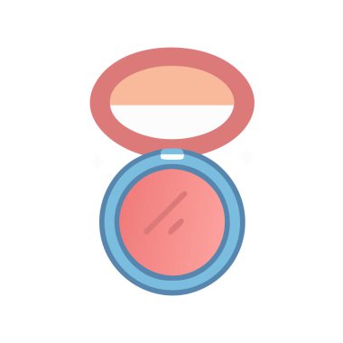 makyaj fırçası düz simgesi beyaz arkaplanda izole, makyaj tozu simgesi