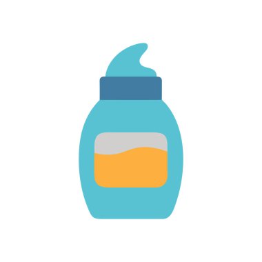 Süt ikonu şişesi, düz vektör çizimi