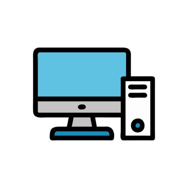 bilgisayar vektörü düz renk simgesi