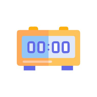 Alarm saat simgesi vektörü. İzole edilmiş kontür sembolü gösterimi