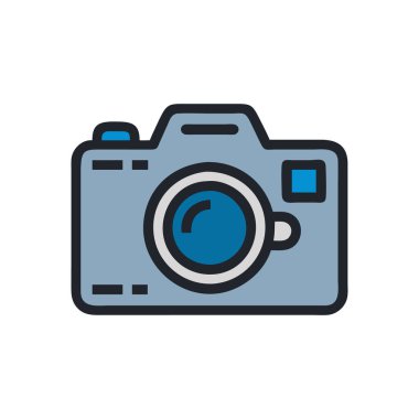 Kamera simgesi düz stil. Beyaz arkaplanda izole edilmiş.