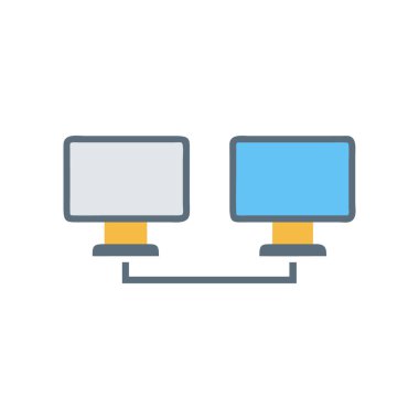 Beyaz arka plan üzerinde bilgisayar işareti izole bilgisayar simge vektör