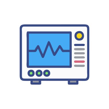 Beyaz arkaplanda grafik simgesi olan monitör