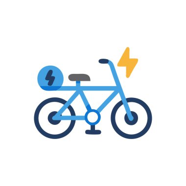 Beyaz arkaplanda elektrikli bisiklet vektörü illüstrasyonu