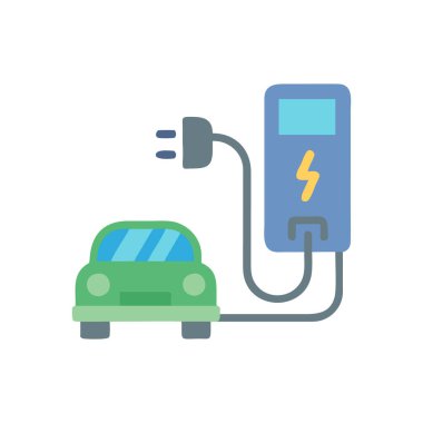 elektrikli araba vektörü düz simgesi