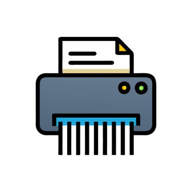 Beyaz arkaplanda izole edilmiş düz biçimdeki yazıcı simgesi.