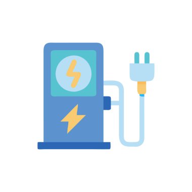 Yıldırımlı elektrik şarj istasyonu. vektör illüstrasyonu
