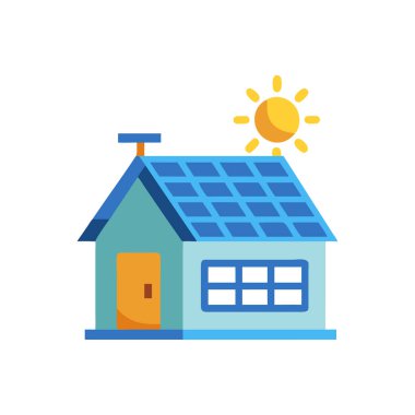 Güneş enerjisi vektörü düz simgesi