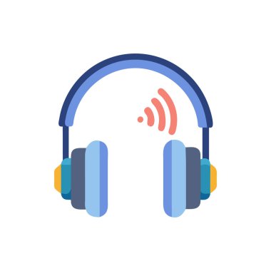 Web ve mobil uygulaması tasarımı, kulaklık logo konsepti için beyaz arka plan üzerinde izole kulaklık simge vektör