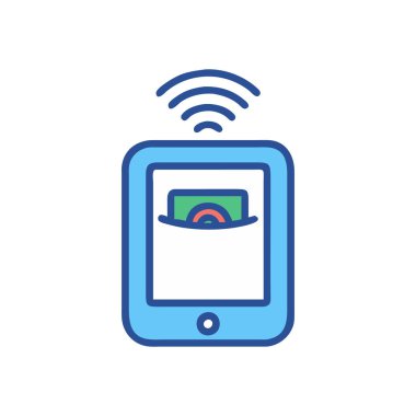 wifi sembollü akıllı telefon ve sinyal vektör illüstrasyon tasarımı