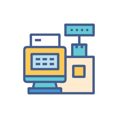 masaüstü bilgisayarı ve klavye vektör illüstrasyon tasarımı ile bilgisayar monitörü