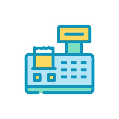 Hesap makinesi ikon vektörü. İnce çizgi işareti. İzole edilmiş kontür sembolü gösterimi