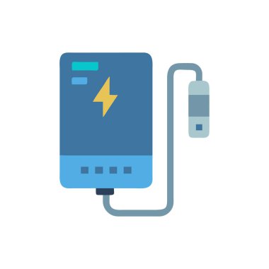 Elektrik gücü ikon vektörünü yüklüyor. Elektrik güç işareti. izole edilmiş sınır sembolü çizimi