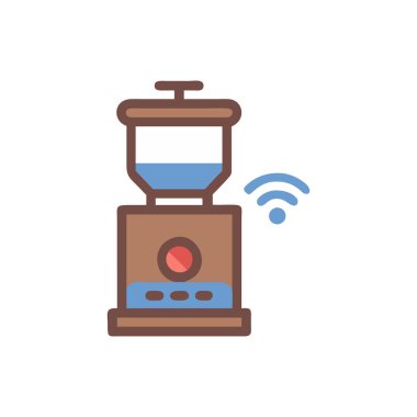 Web ve mobil uygulama tasarımınız, kahve makinesi, logo, sembol için beyaz arkaplanda izole edilmiş kahve makinesi vektör simgesi