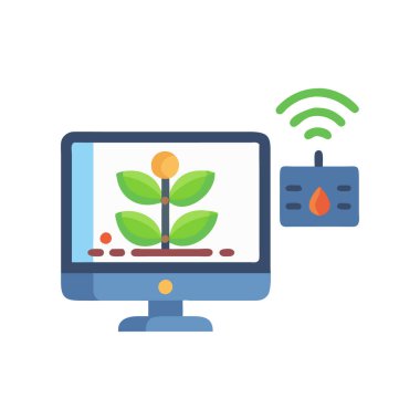 Bitki ve dizüstü bilgisayarlı bir bilgisayar monitörü