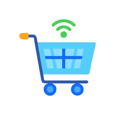 Alışveriş arabası simgesi, vektör illüstrasyonu