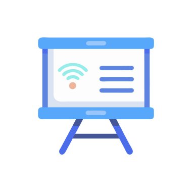 Düz biçimdeki wifi simgesine sahip bilgisayar