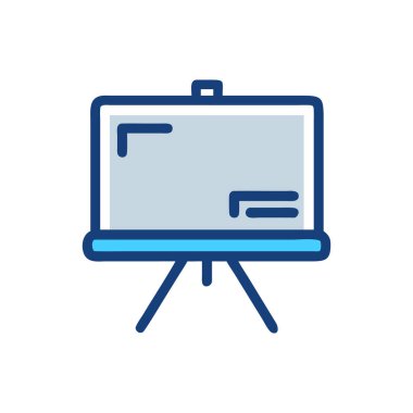 Beyaz arkaplanda izole edilmiş sunum tahtası simgesi vektörü, şeffaf işaret