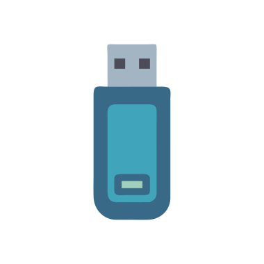 Flaş bellek düz simgesi beyaz arkaplan, vektör, resimleme izole