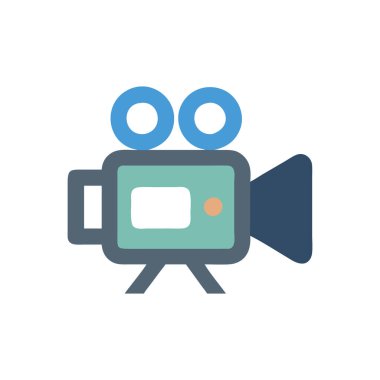 Beyaz arka planda sinema kamera simgesi