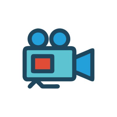 Beyaz arkaplan, vektör, illüstrasyon üzerine sinema yassı simgesi