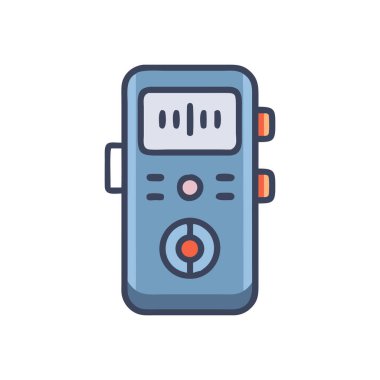 Moda düz biçimli taşınabilir kayıt simgesi beyaz arkaplanda izole edildi