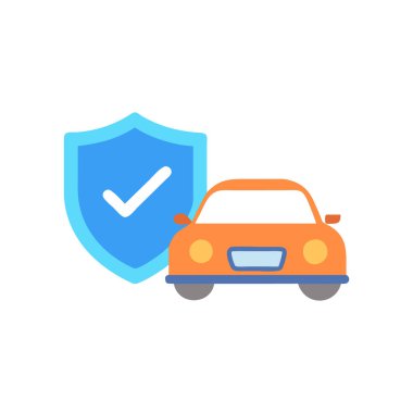 Araba sigortası ikonu vektörü. İzometrik araba sigortası tabelası. renk sembolü illüstrasyonu