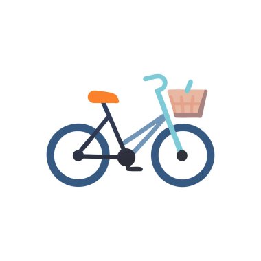 Sepetli bisiklet ve bisiklet vektör resimleme simgesi.