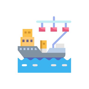 Gemi simgesi, düz tasarım vektör çizimi