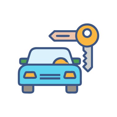 Kilit simgesi vektör illüstrasyon tasarımlı araba anahtarı