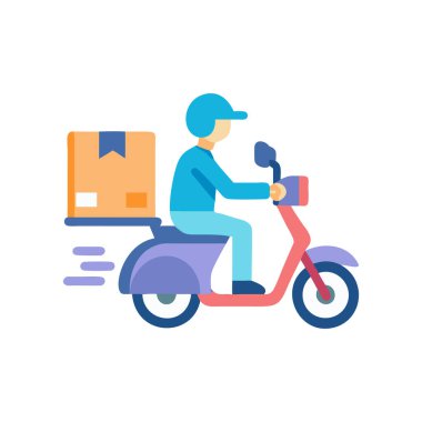 kurye teslimatı motosiklet ve teslimat servis vektör çizimi tasarımı