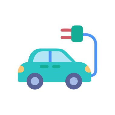 araba elektrikli araba simgesi vektörü beyaz arkaplanda izole edildi