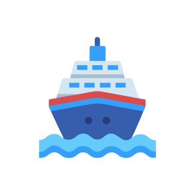 Gemi Düz Vektör Simgesi Tasarımı