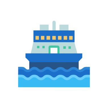 Su vektörü düz simge dizaynında gemi