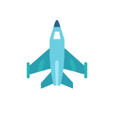 Beyaz arkaplanda düz jet düzlemi renk vektörü simgesi