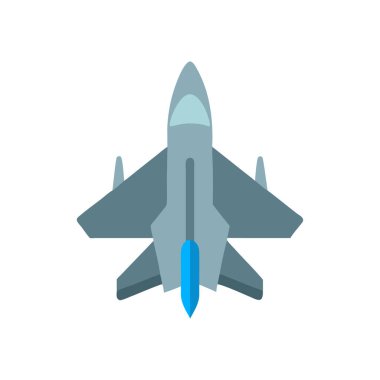 Beyaz arkaplan vektör tasarımında izole edilmiş savaş uçağı