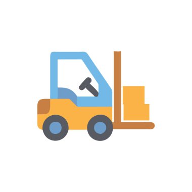 Kutu düz stil ikonlu teslimat kamyonu, ulaşım ve teslimat hizmeti çizimi. renkli vektör illüstrasyonu