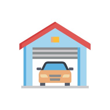garage vector flat color icon