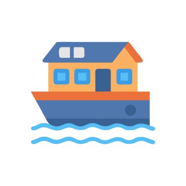 Gemi simge vektör web ve mobil uygulaması tasarımı, gemi logo kavramı için izole üzerinde beyaz arka plan