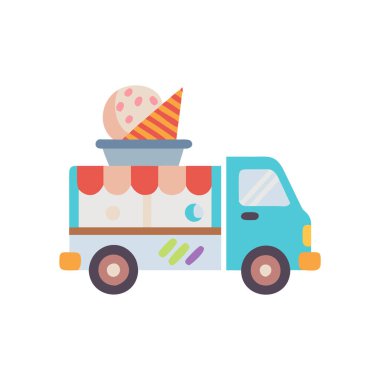 Pizza teslimatı kamyon vektör illüstrasyonu