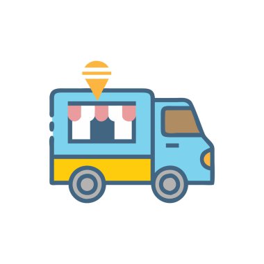 kamyon vektör düz renk simgesi