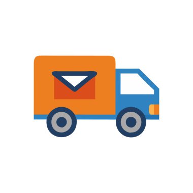 posta simgesi olan dağıtım kamyonu