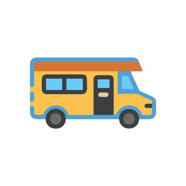 Okul otobüsü simge vektör web ve mobil uygulaması tasarımı, okul otobüsü logo kavramı üzerinde izole beyaz arka plan